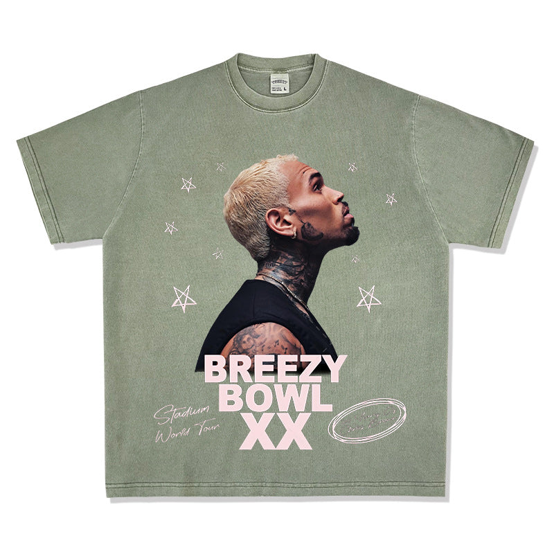 New york hip hop shop vintage hip hop Chris Brown print short sleeve t-shirt