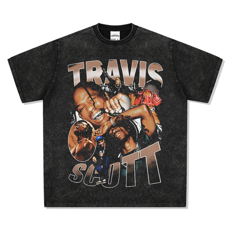 Cool t rapper hip hop Travis Scott print long sleeve short sleeve t-shirt Vintage