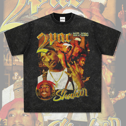 New york hip hop shop hip hop tupac print vintage short sleeve t-shirt