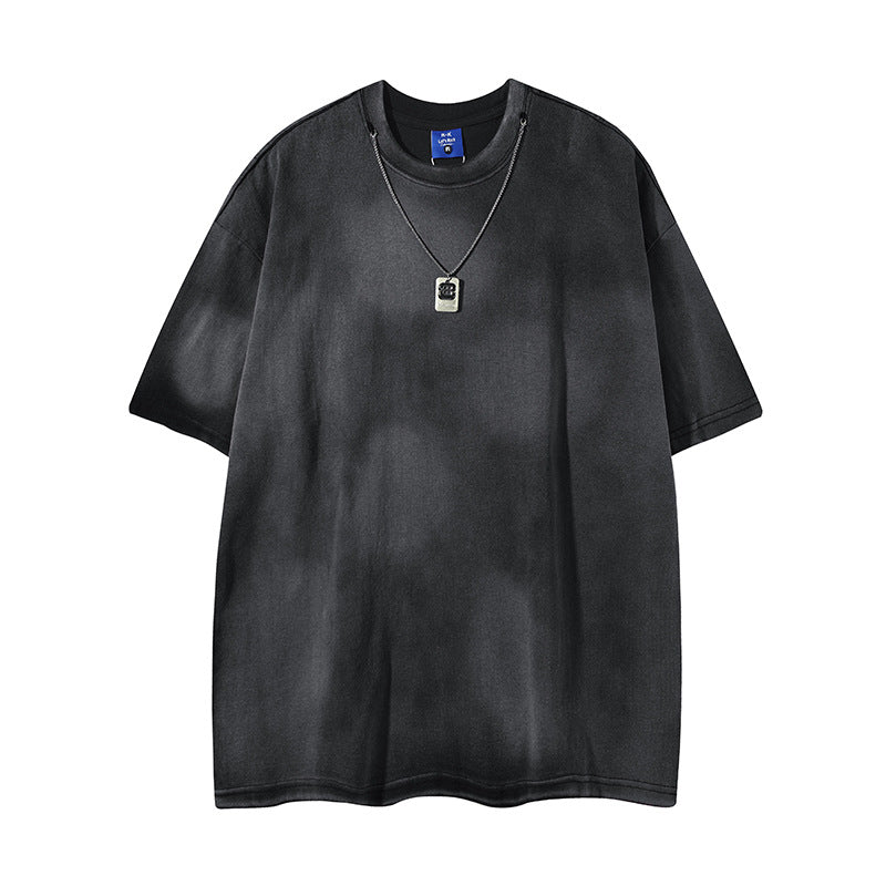 T shirt vintage usa summer retro washed old necklace t shirt short sleeve