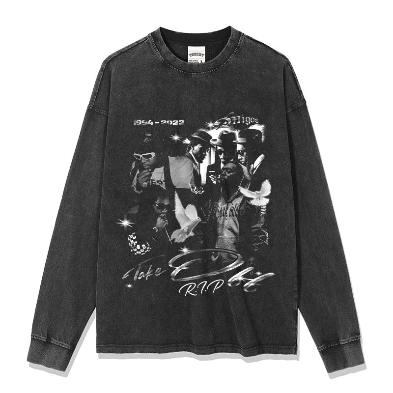 Cool t rapper BC hip hop rap takeoff print short sleeve vintage wash