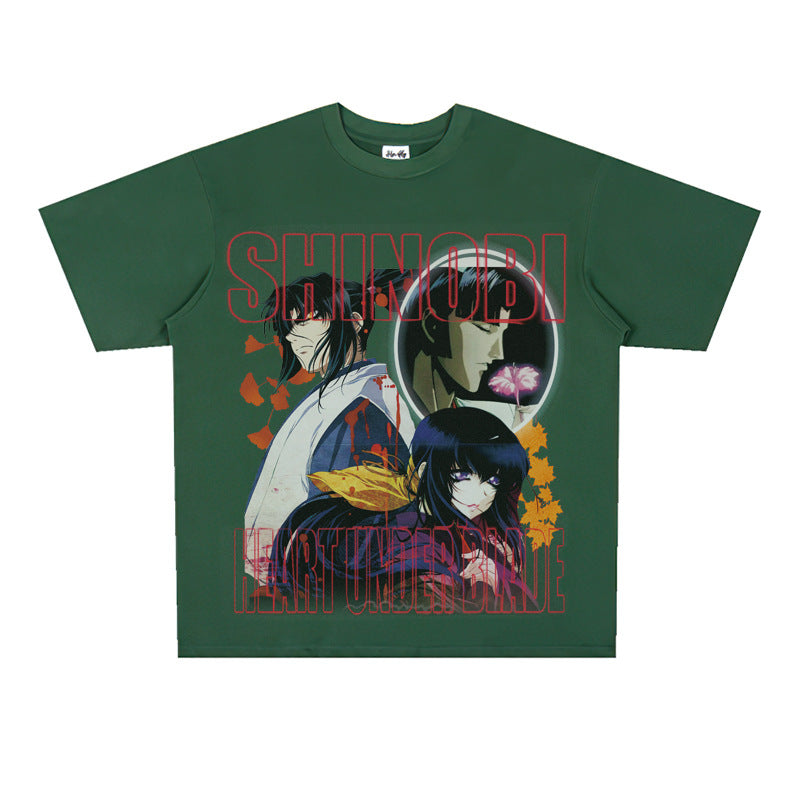 Film Star T Shirt Cartoon Anime Movie Jia He Fa Ren Post Loose Retro Street Cotton T-shirt