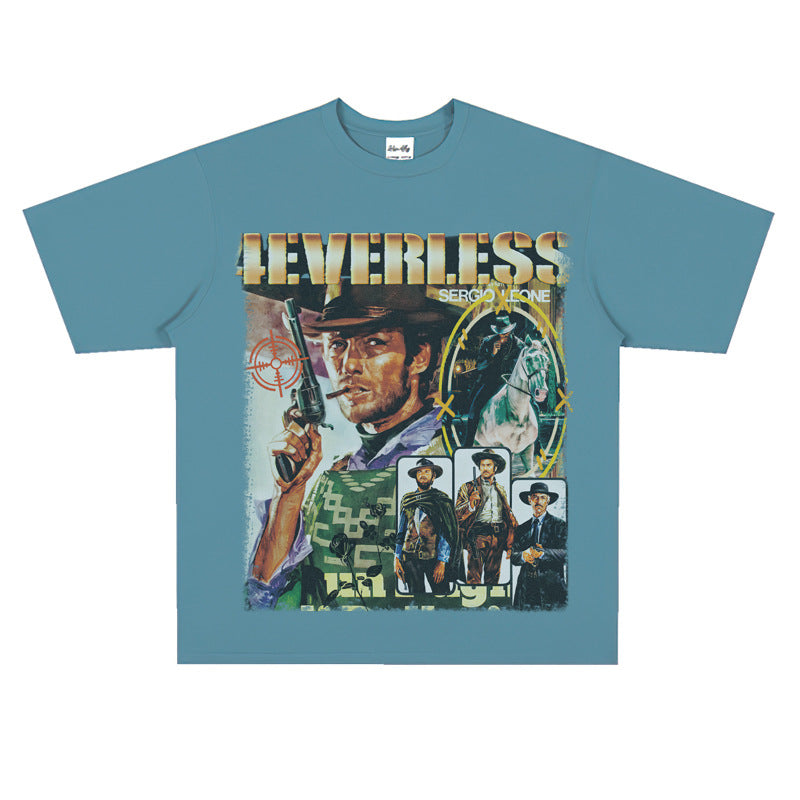Film Star T Shirt Cotton Short Sleeve Loose Retro Design T-shirt