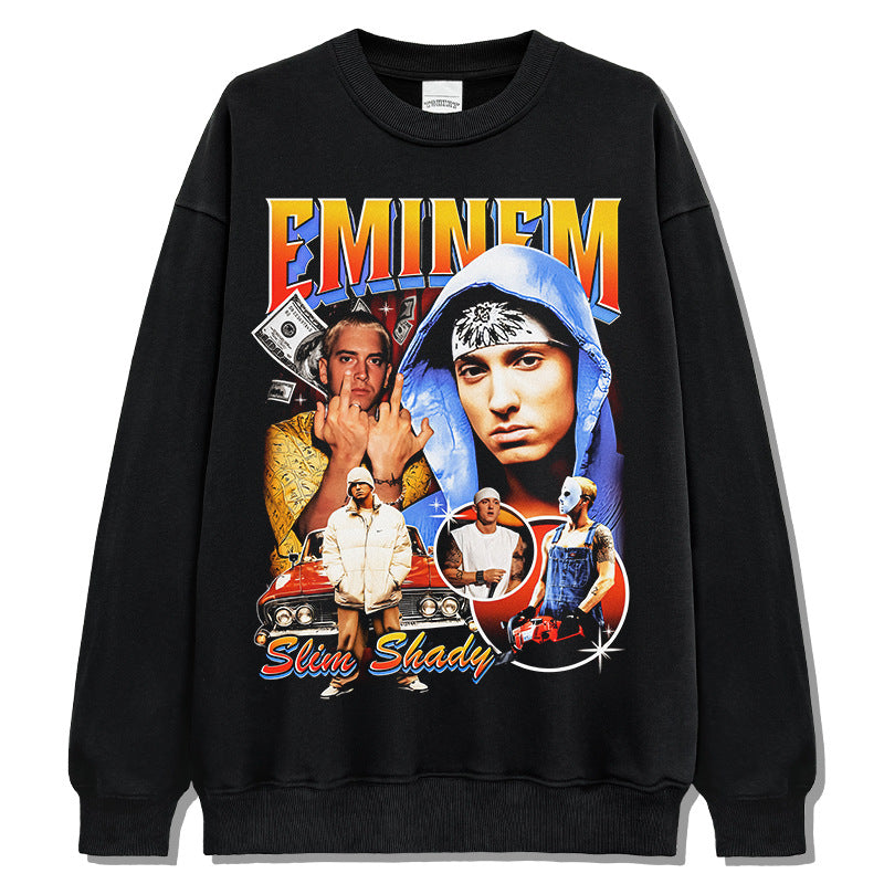 Marcas streetwear usa vintage Eminem print crew neck sweater