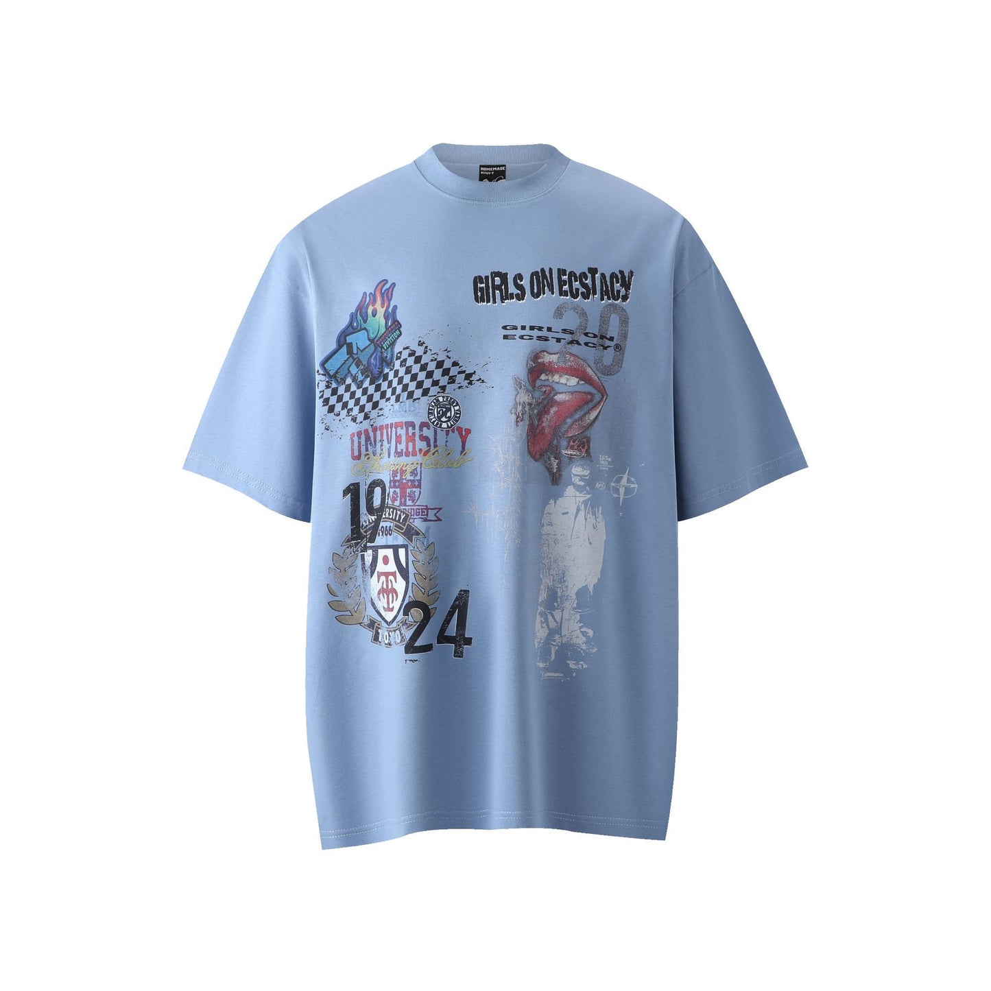 Hip hop shirt vintage t-shirt short sleeve loose character print