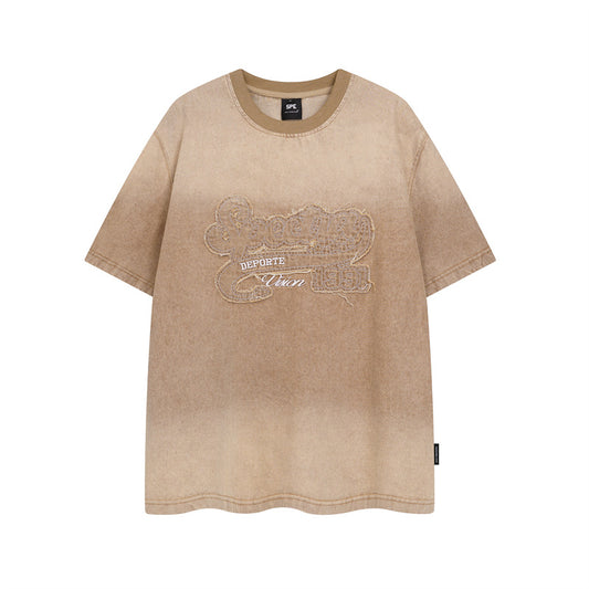 Y2K mens shirt old washed short sleeve T-shirt oversize