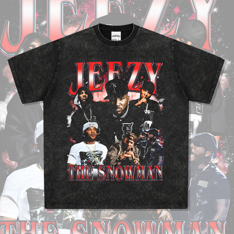 Outfit streetwear vintage hip hop Jeezy print short sleeve t-shirt
