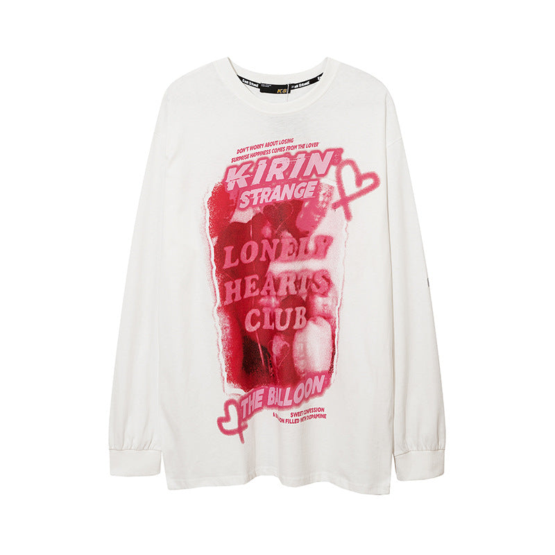 Vintage T Shirts Hip Hop Long Sleeve T-Shirt Loose Sweater