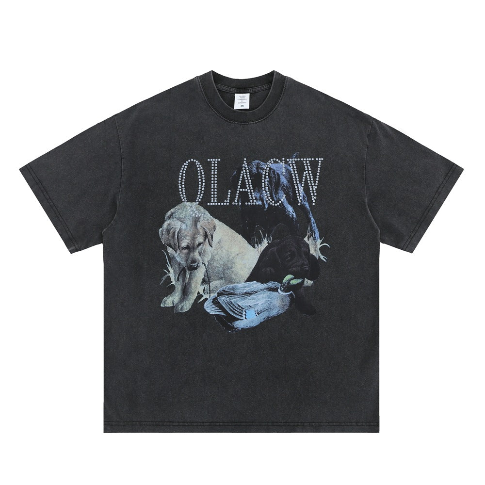 Vic Streetwear Summer Vintage Print Short Sleeve T-Shirt
