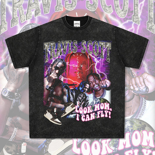 Cool t rapper vintage TS hip hop Travis Scott print short sleeve t-shirt Vintage