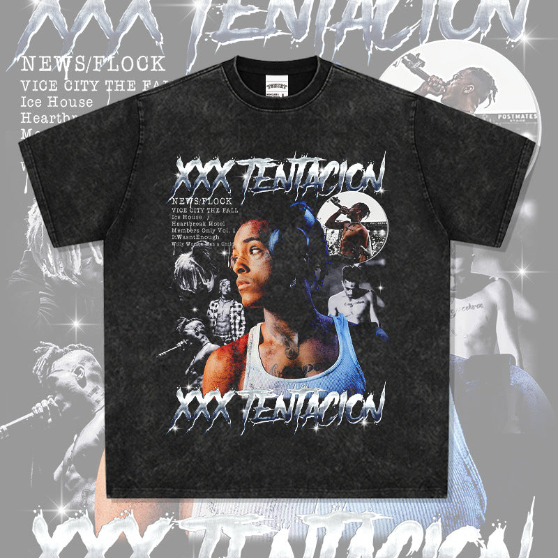 New york hip hop shop XXX Tentacion vintage vintage hip hop rap print short sleeve t-shirt