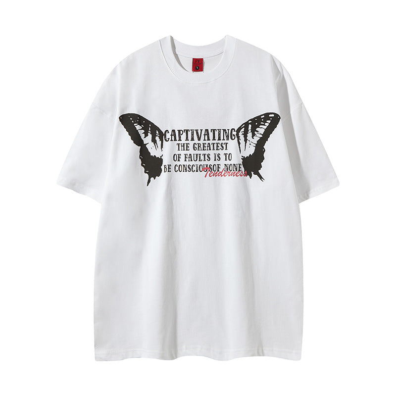 New York Hip Hop Style Alphabet Print Short Sleeve T-Shirt Loose
