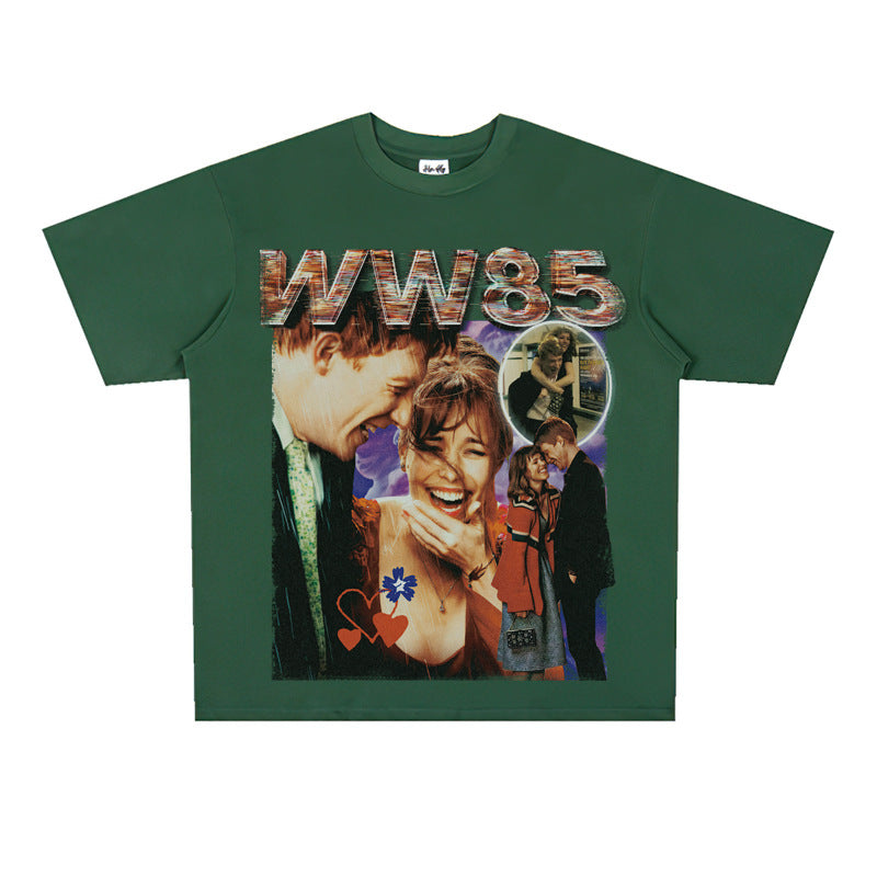 Film Star T Shirt Movie Space-Time Love Traveler Short Sleeve Loose Retro Printed T-shirt Men and Women