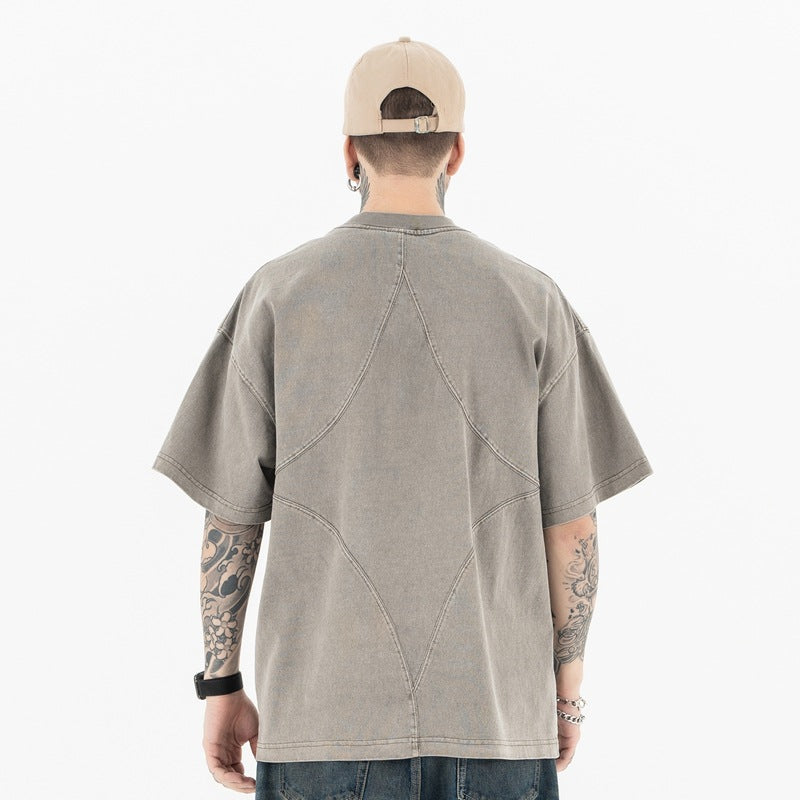 Vintage 90s Hip Hop Clothing Summer Embroidery Crew Neck Short Sleeve T-Shirt