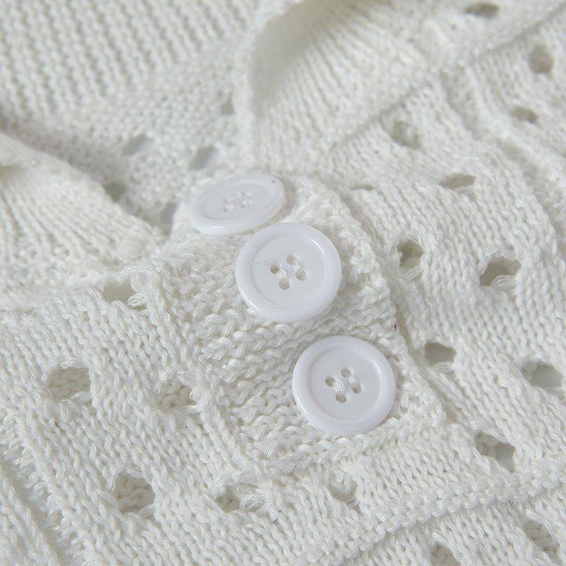 Nyc 1990 Shirt Vintage Lapel Hollow Sweater Knitted Sweater Jacket