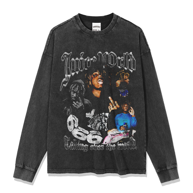 New york hip hop shop bc rap juice wrld print, short sleeve t shirt
