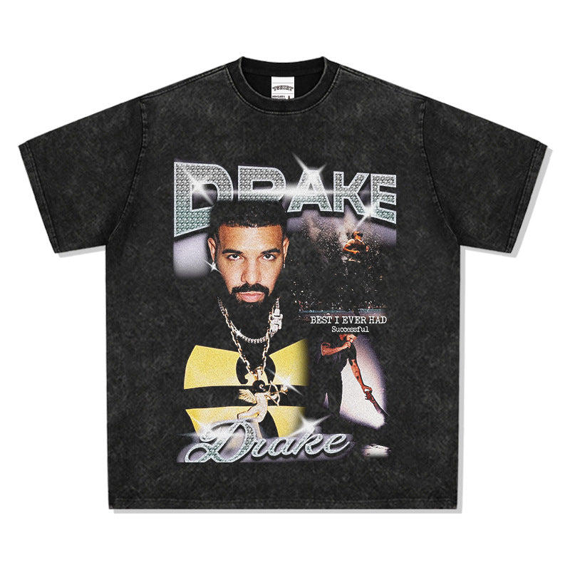 Streetwear masculino Drake print hip hop short sleeve T shirt