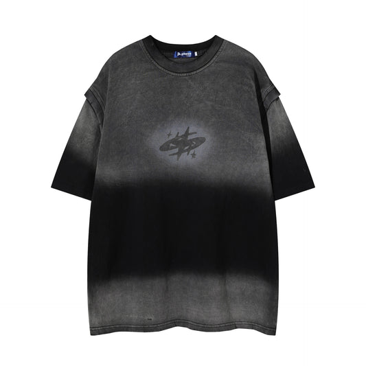 1990 Fashion T-Shirt retro gradual change color short sleeve