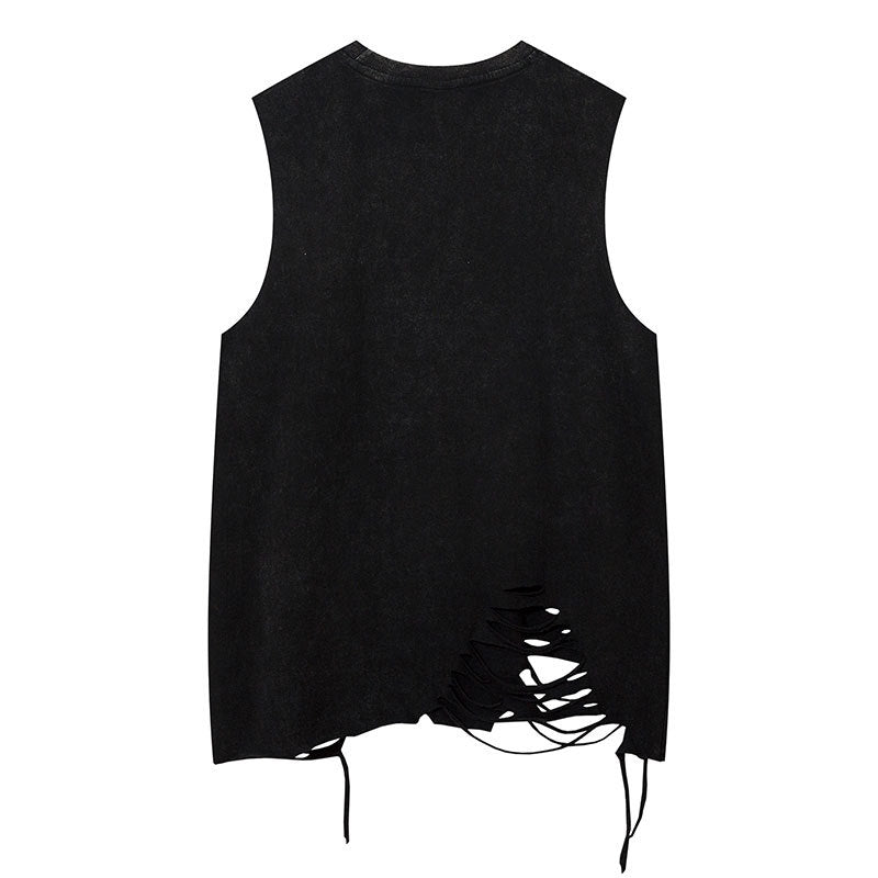 Vintage Tišö Rt Washed Old Vest Necklace Hip Hop Loose Top