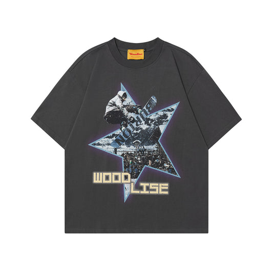 Unisex T-shirts Summer Skateboard Figure Men's Loose Short Sleeve T-Shirt