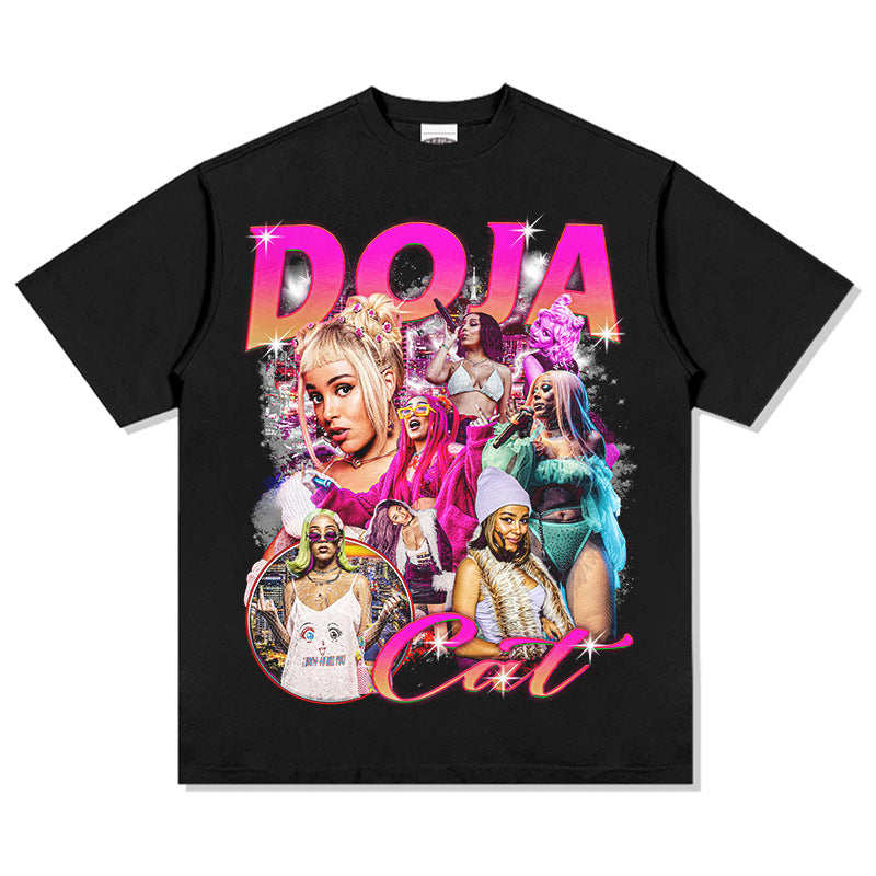 Marcas streetwear usa vintage doja cat print short sleeve t-shirt