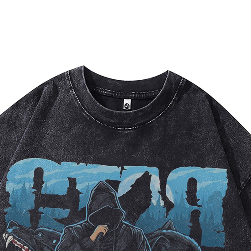 Ropa Vintage Hombre Vintage Wash Make Old Crew Neck Short Sleeve T-Shirt Oversize