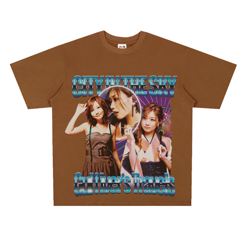 Film Star T Shirt Loose Heavy Retro Street T-shirt Men and Women