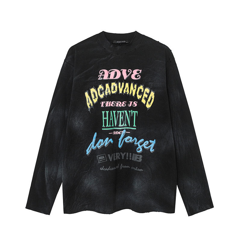 Marcas De Streetwear Vintage Alphabet Print Long Sleeve T-Shirt