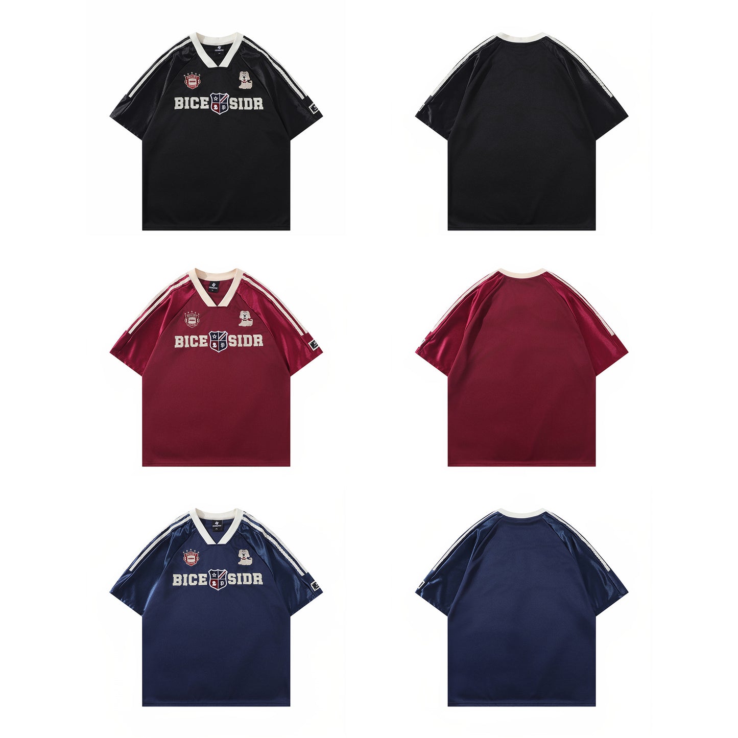 Retro Style Shirt For Men Summer V-Neck Sweatshirt Embroidered Short Sleeve T-Shirt