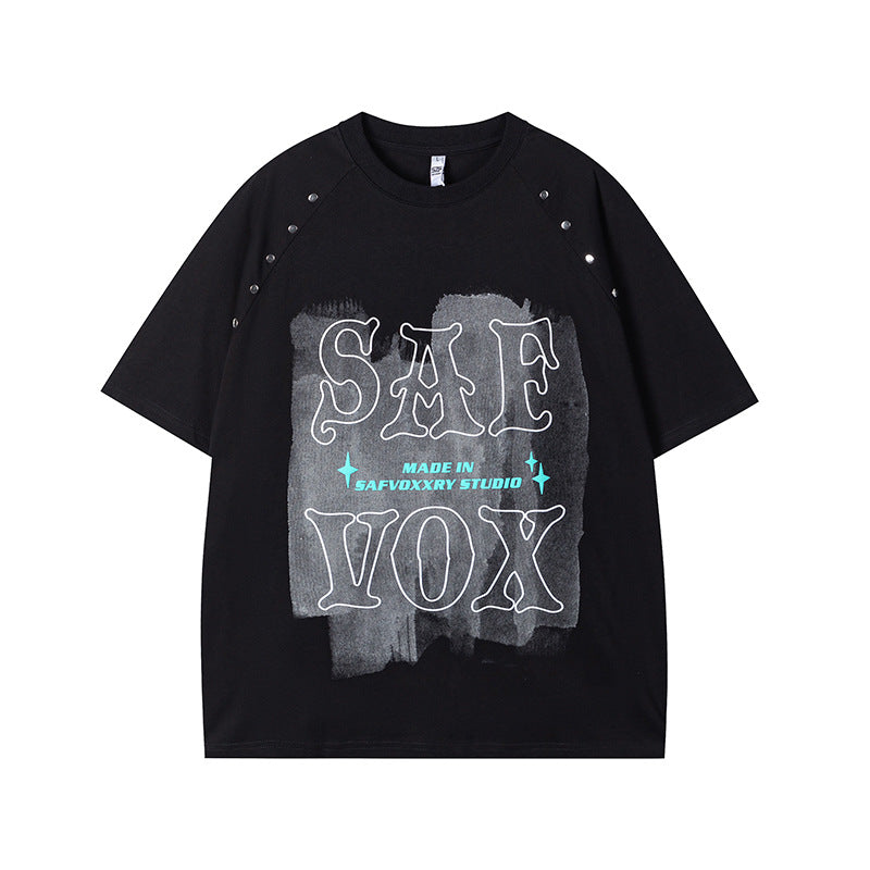 Vintage Tišö Rt Alphabet Short Sleeve T-Shirt Summer Loose Casual