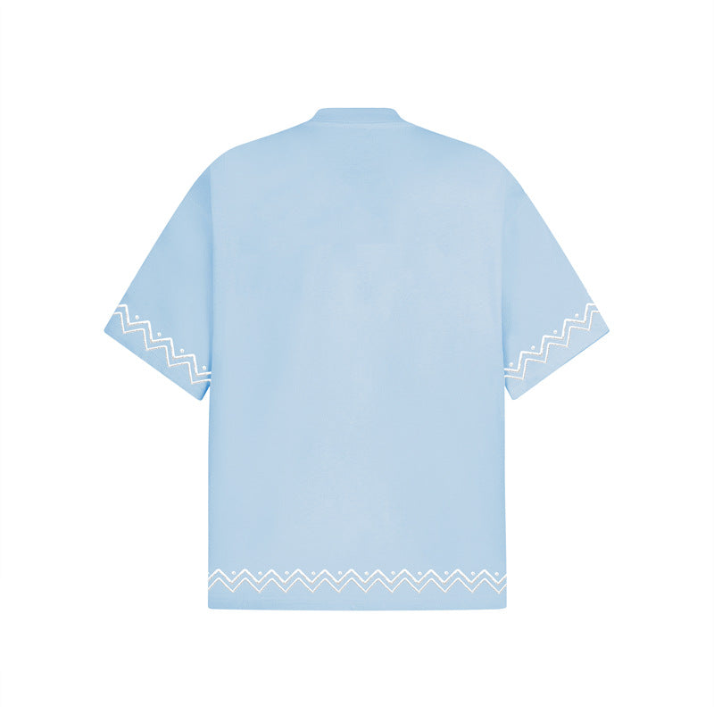 Camisas Retros Embroidered T-Shirt Short Sleeve T-Shirt