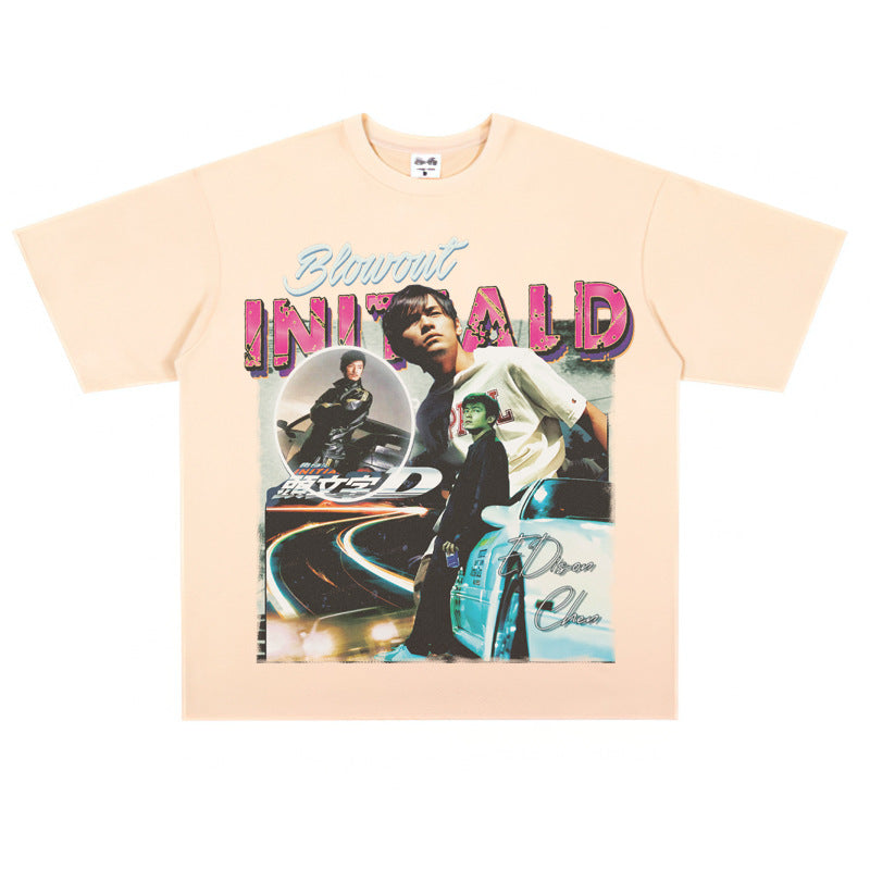 Film Star T Shirt Jay Chou Short Sleeve Retro Street Printed round Neck T-shirt for Men and Women