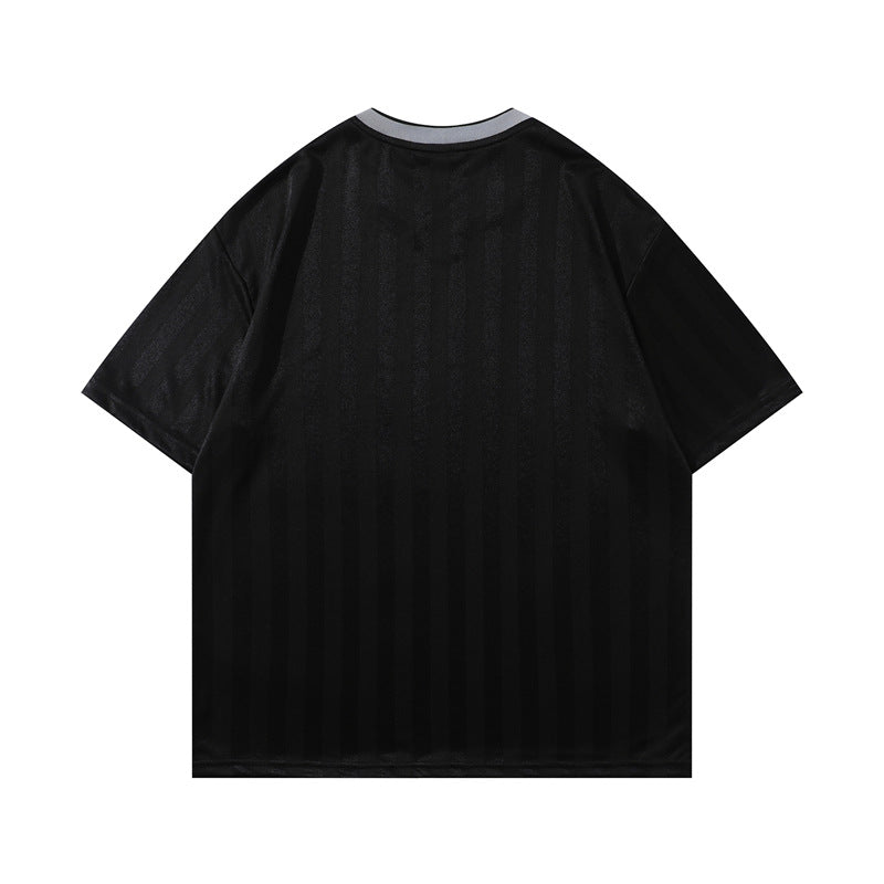 Y2K mens shirt loose V neck short sleeve T-shirt