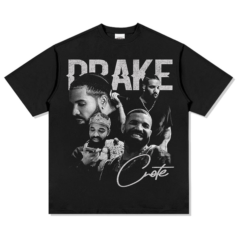 Cool t rapper Drake print hip hop crew neck hiphop short sleeve vintage t-shirt