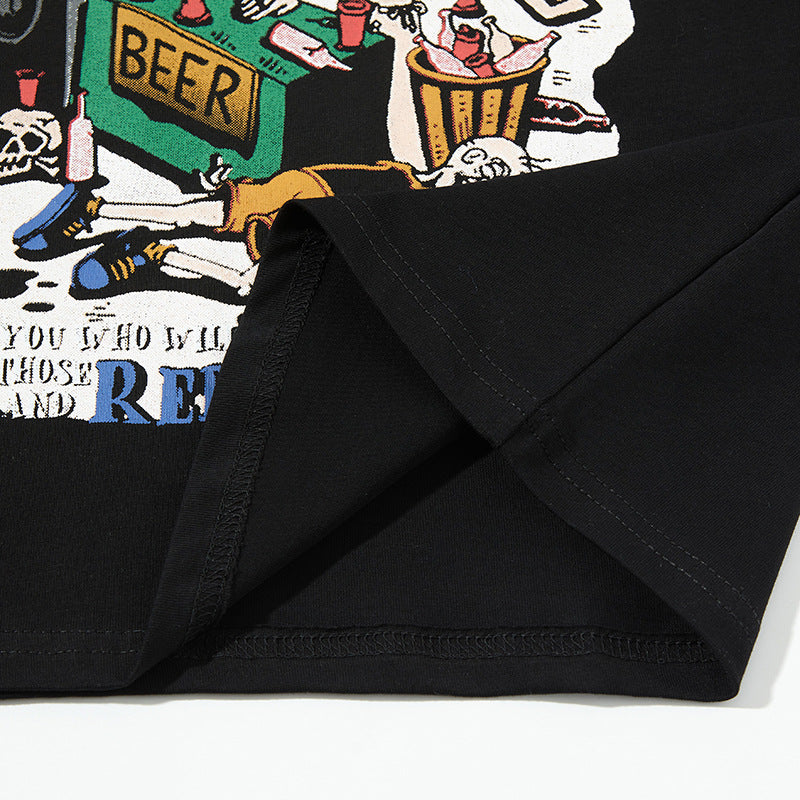 Nyc 1990 Shirt Retro Cartoon Print Loose Short Sleeve T