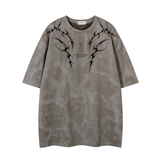 Hip Hop Clothing Summer Vintage Embroidered Short Sleeve T-Shirt