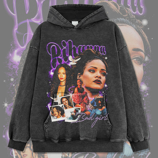 Marcas streetwear usa vintage hip hop rihanna print crew neck sweater