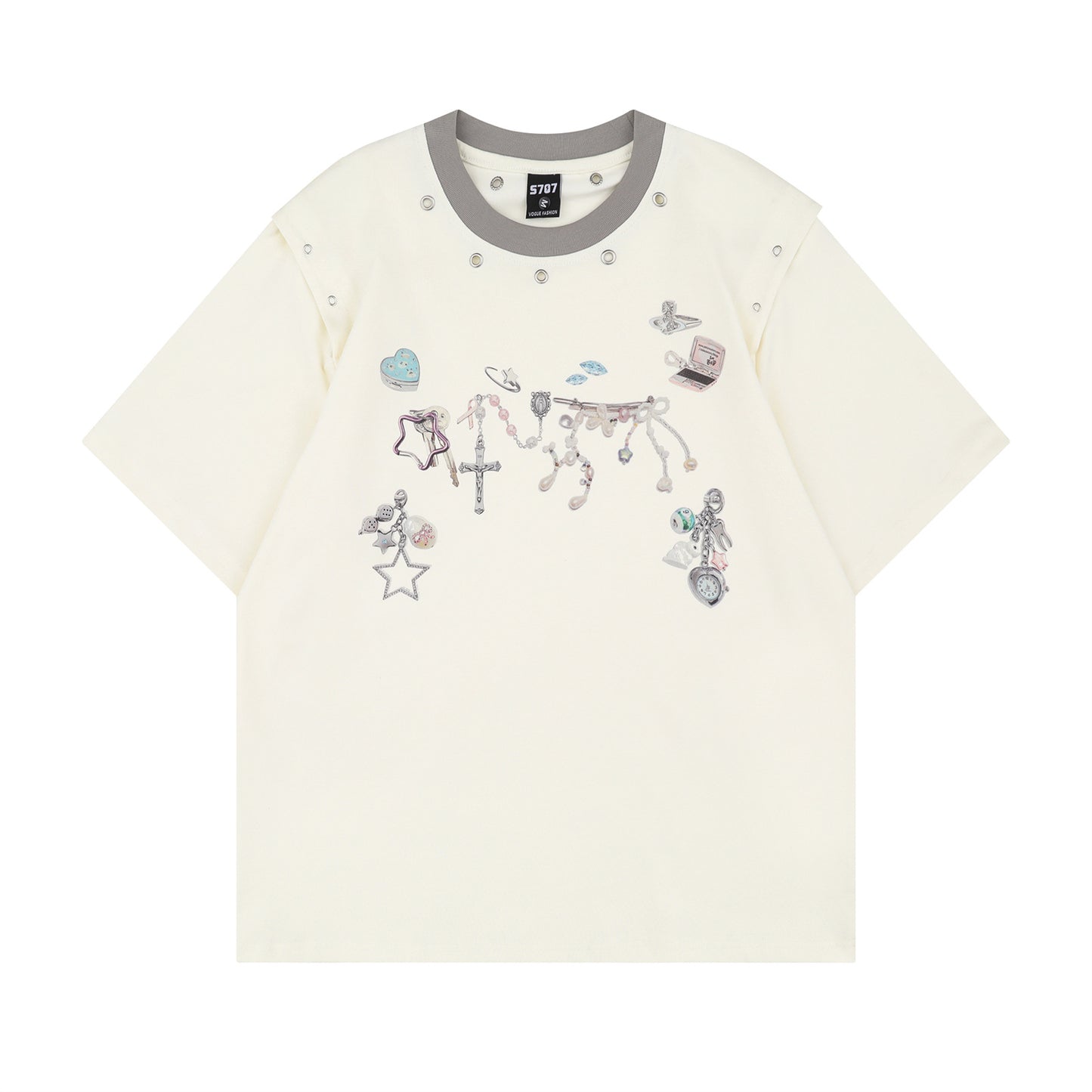 Distorted vintage short-sleeved t-shirt summer loose casual top