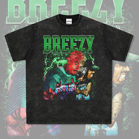Outfit streetwear vintage hip hop breezy print short sleeve t-shirt