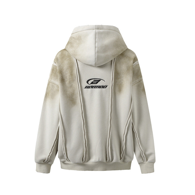 Streetwear Hoodie Make Old Hooded Sweater Hip Hop Loose Cardigan Jacket