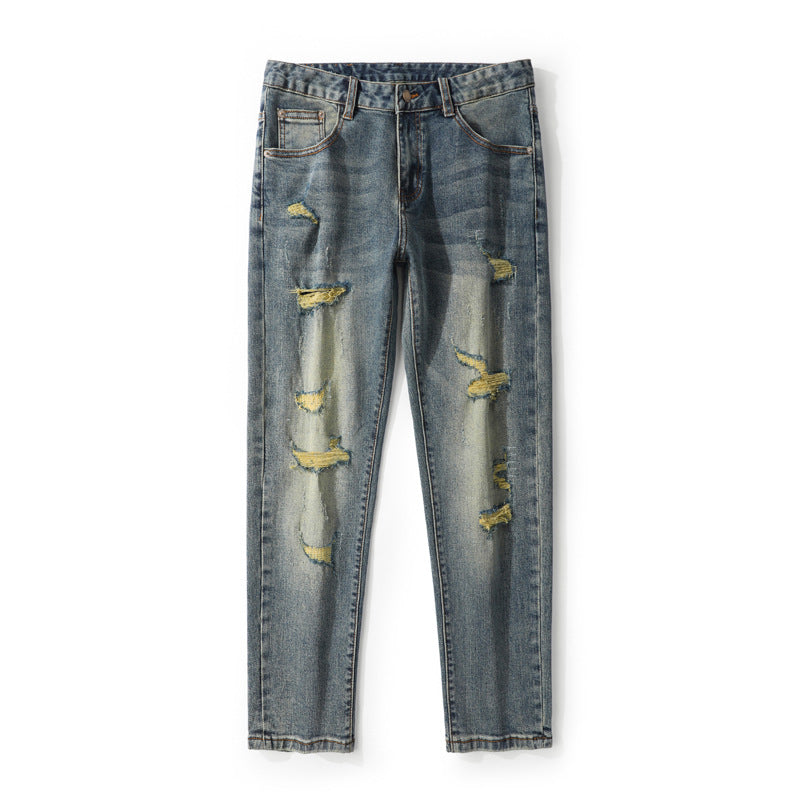1990 Fashion Jeans Autumn/Winter Ripped Jeans Casual Trousers
