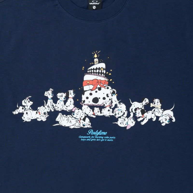 US drip outfits Summer Vintage Spotted Doggy Alphabet Casual Loose Short Sleeve T-Shirts
