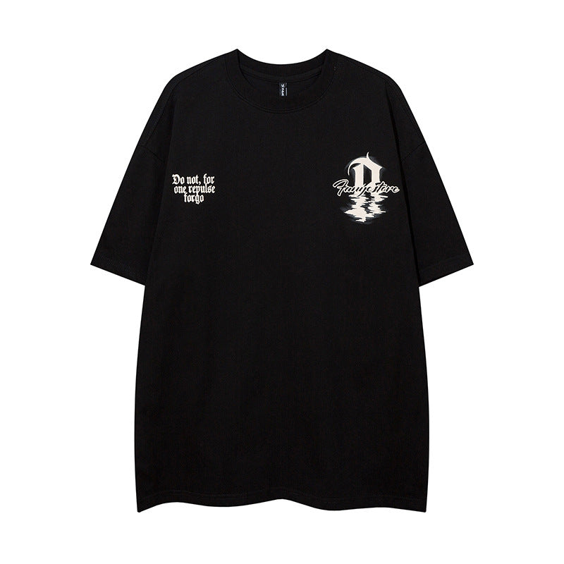 Vintage T Shirts Hip Hop Gothic letter oversize short sleeve T-shirt