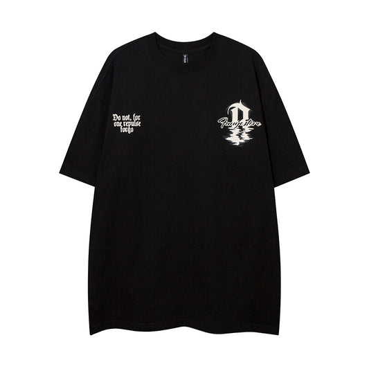Vintage T Shirts Hip Hop Gothic letter oversize short sleeve T-shirt