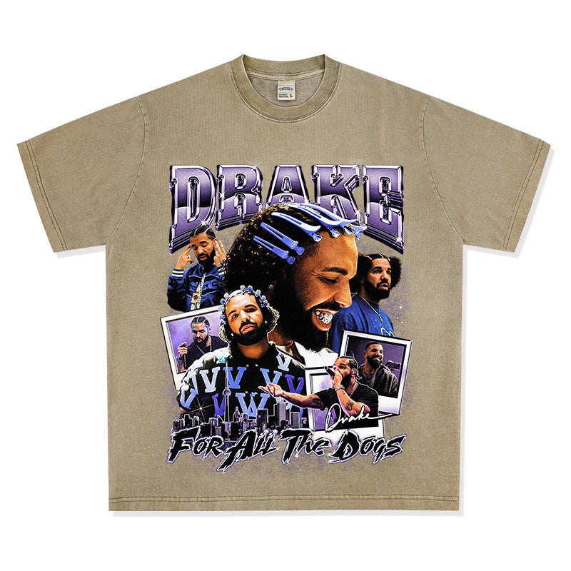 Cool t rapper vintage drake DRAKE print short sleeve t-shirt Vintage
