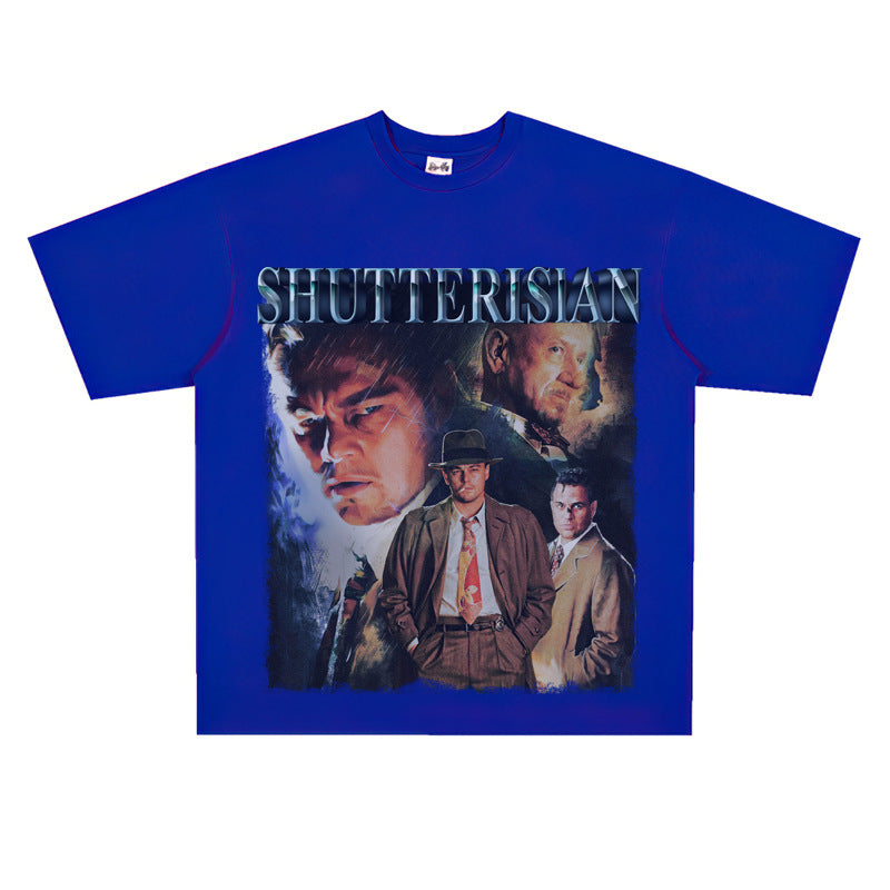 Film Star T Shirt Cotton Short Sleeve Loose Retro American T-shirt Men