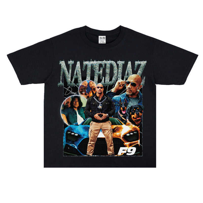 Film Star T Shirt Speed and Passion Pure Cotton Short Sleeve Loose T-shirt Men