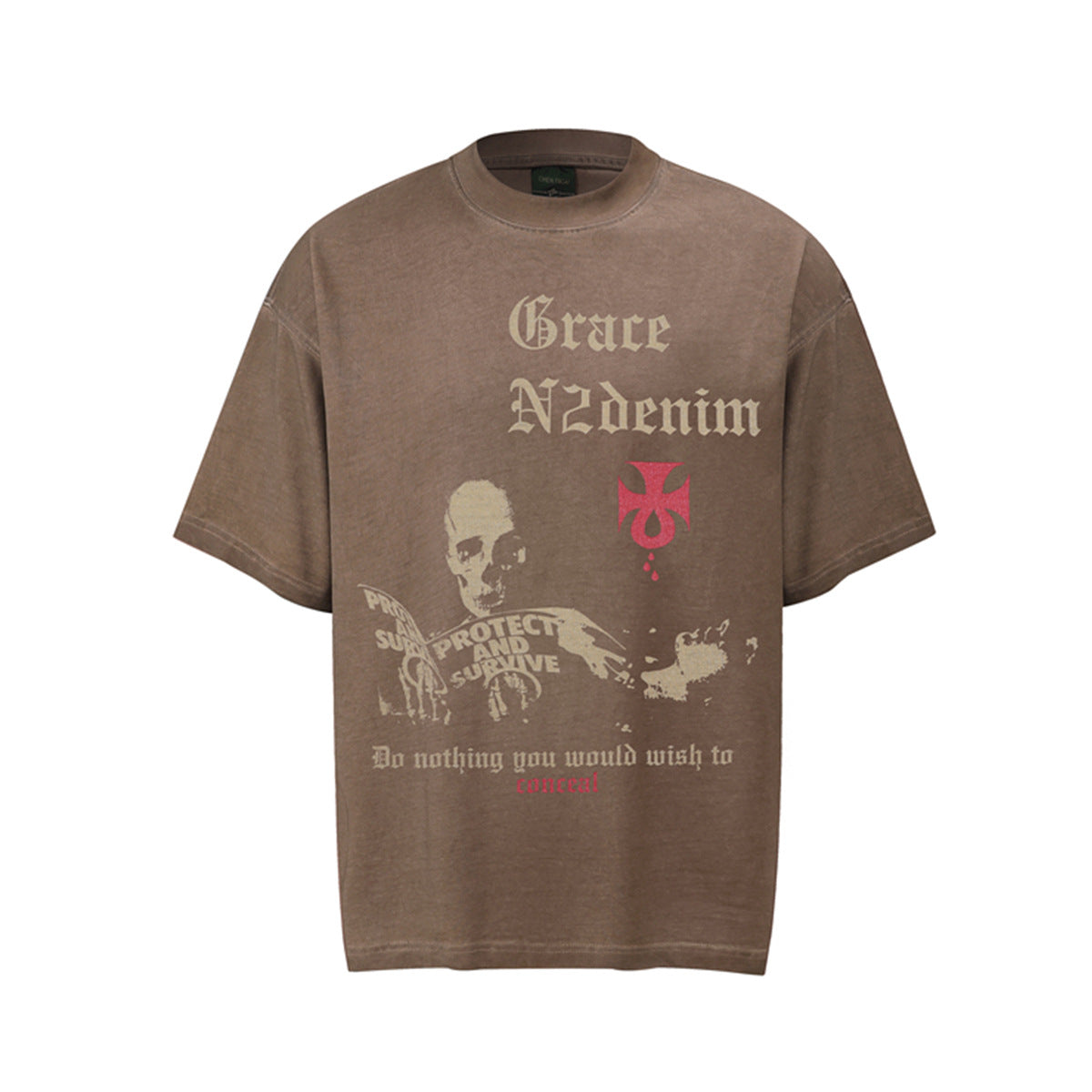 Hustle vintage summer hip hop skull short sleeve t-shirt