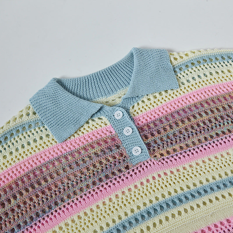 Nyc 1990 Shirt Vintage Striped Knitted polo shirt