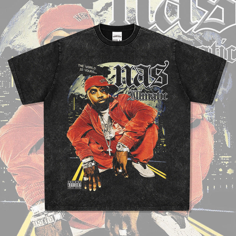 Cool t rapper vintage nas print long sleeve short sleeve t-shirt VINTAGE